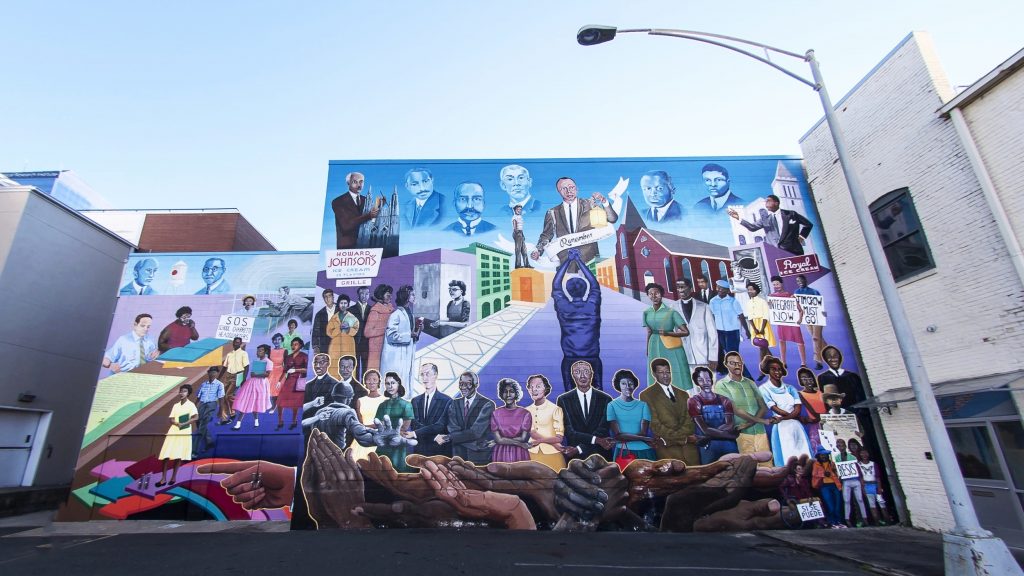 A mural painted in downtown Durham