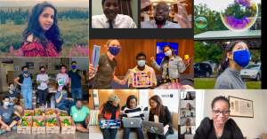 collage of service learning photos with students