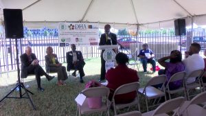 DHA with Rep Price at the HUD announcement.